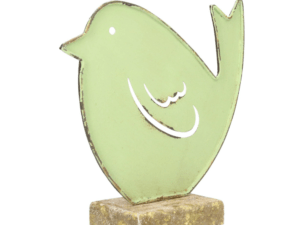 Metallvogel Holzfuß 14,5x14x5cm